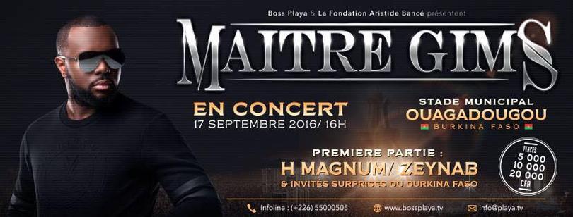 Maitre Gims en Concert au Burkina, il y a problème...